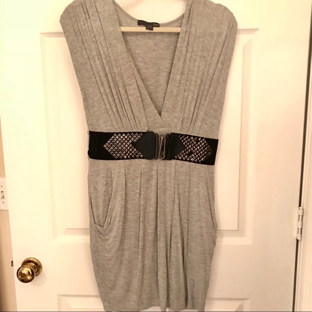 Gray belted dress